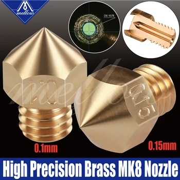 

Mellow High Precision 3D Printer Brass 0.1/0.15MM Mk8 Nozzles For Ender 3 Cr10 Tarantula Micro Swiss MK7/MK8/MK9 Hotend