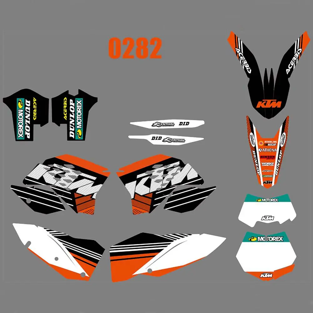 

For KTM EXC XCF 125 250 450 530 2008 2009 2010 2011 New Full Graphics Decals Stickers Custom Number Name Glossy Bright Stickers
