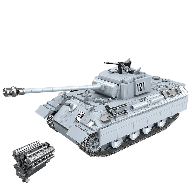 

2019 World War 2 WW2 Soldiers Armored Vehicle Panther Main Battle Tank Military SWAT Army Building Blocks Bricks Toys Xmas Gift
