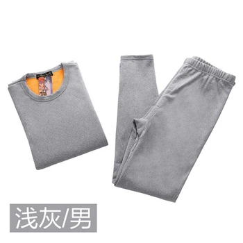 

2020 Big 3XL Winter Men Fleece Leggings Sets Warm Thick Seamless Thermal Tops And Pants Slim Fit Man Bottoms Underwear Gray
