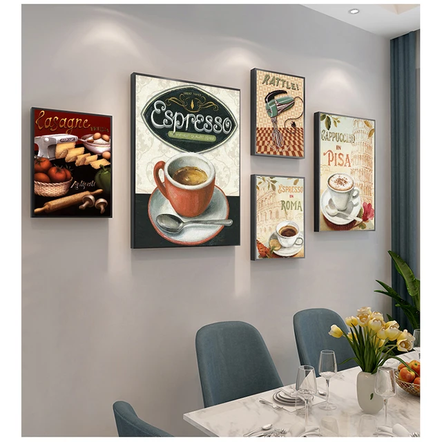  Coffee and Tea Bar Wall Art Sign Decor Retro Canvas