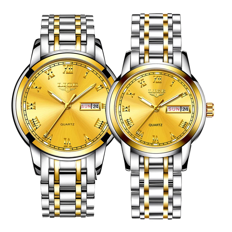 Couple Watches for Lovers Quartz Wristwatch Fashion Business Men Watch for Women Watches Stainless Steel White Gold Pair Hour 