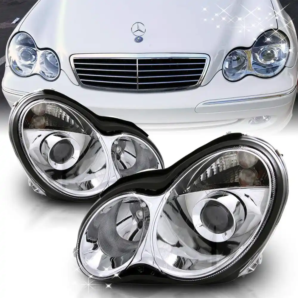 Projector Replacement Headlights Chrome For 01 07 Mercedes Benz C Class W203 Passenger And Driver Side Aliexpress