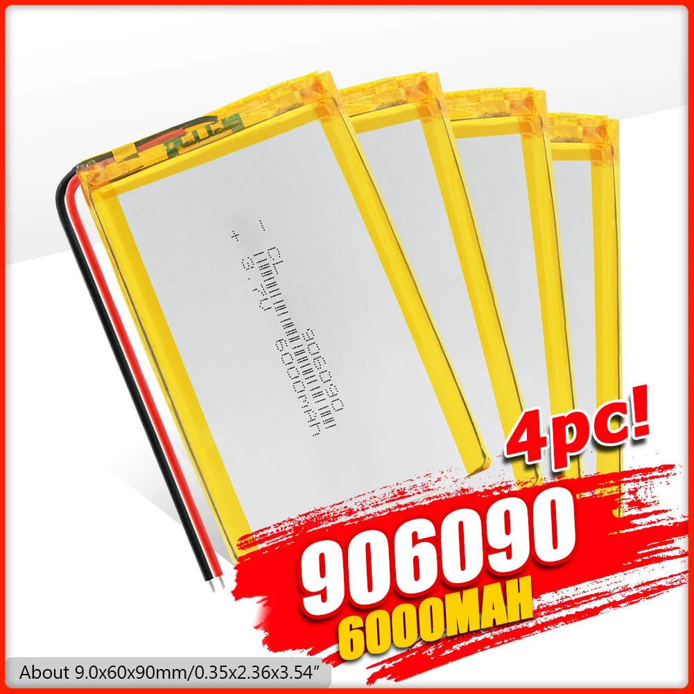 3 7 V 6000mAh Lipo батарея 906090 литий ионная аккумуляторная для планшета Dvd Psp Gps Li Po