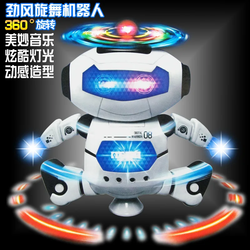 

<Large Collection> Space Dancing Electric Robot 360-Degree Rotating Light Music Gang Iron Gorge Toy