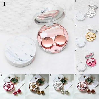 

Unisex Cute Marble Stripe Contact Lens Case Travel Glasses Lenses Box Eyes Care Kit Holder Portable Lens Soaking Storage