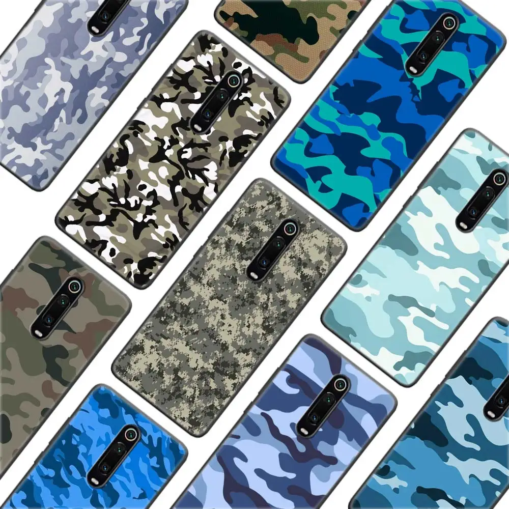 Soft Case For Xiaomi Redmi Note 8T 6 7 8 9 Pro Max 9S 6 Pro 6A 7A 8A K20 Pro K30 5G Black Cover Camouflage Camo Military Army