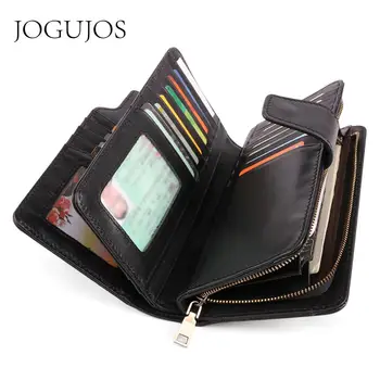 

JOGUJOS Luxury Brand Business Men Wallets Genuine Leather Man Handy Bag High Capacity Long Wallet For Mens New Clutch Wallets