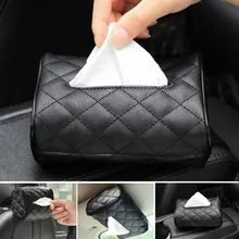 Car Tissue Box Auto PU Sun Visor Back Seat Hanging Tissue Napkin Clip Holder Storage Accessories