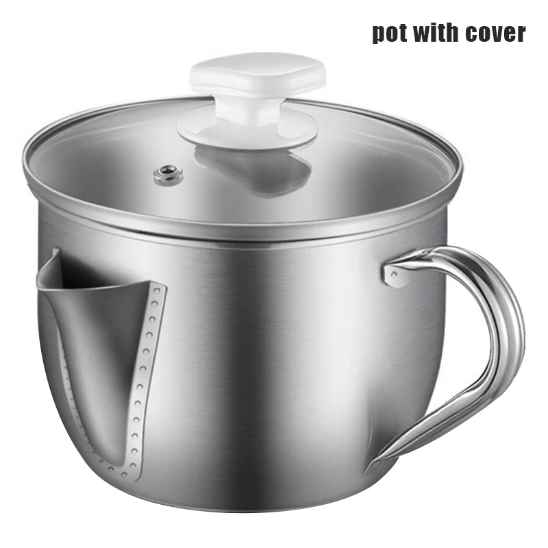 Нержавеющая сталь масляный фильтр суп сепаратор ситечко горшок Кухня кухонная утварь SNO88 - Цвет: Pot With Cover