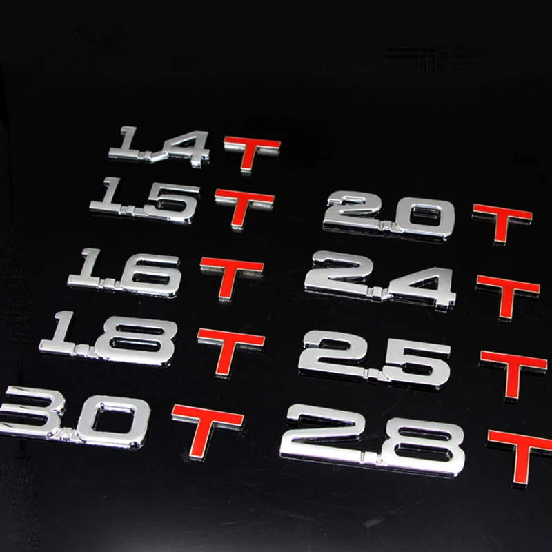 

New Car 3D Metal 1.6T 1.8T 2.0T 2.8T Logo Sticker Emblem Badge Decals for Mazda KIA Renault TOYOTA BMW Ford Focus Car Styling