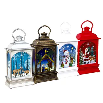 

LED Light Portable Mini Energy Saving Painted Lantern Christmas Decoration Lamp For Halloween Christmas Deco