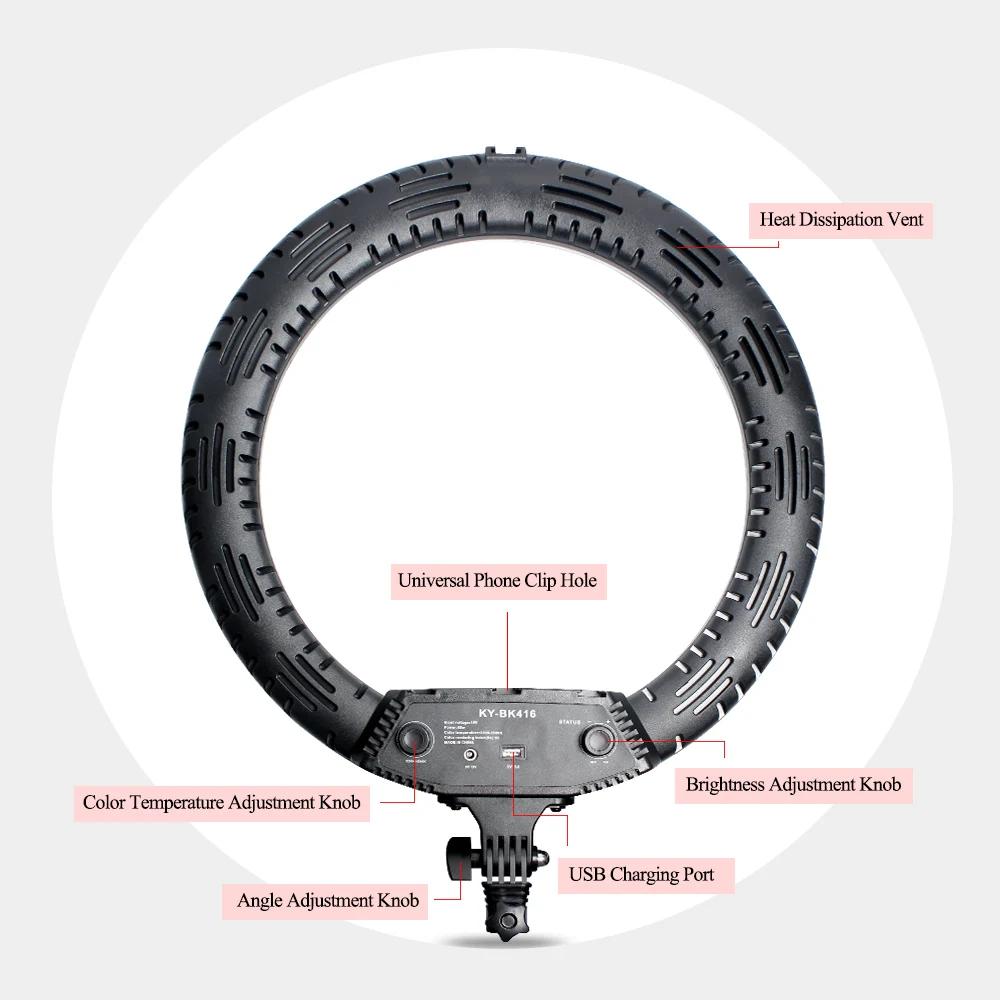 18 Inch 45Cm Selfie Ring Light Led Studio Lighting 3200-5600K Ring Lamps With Stand Tripod 210Cm For Video Ringlight 65W
