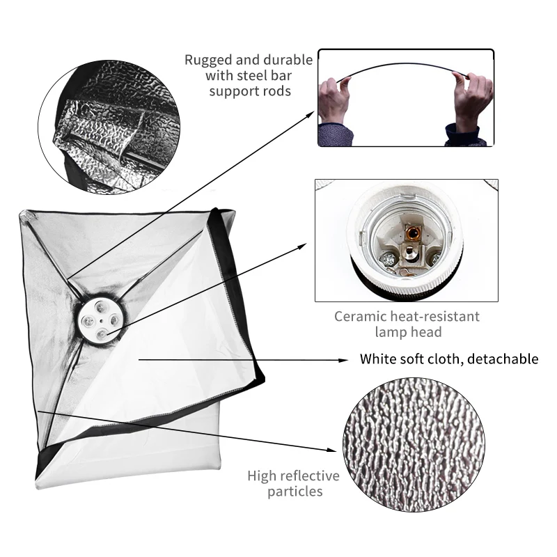  Photography Softbox Light kit 8 PCS Corn E27 LED Photo Light Box for Flash Studio Light Camera Ligh