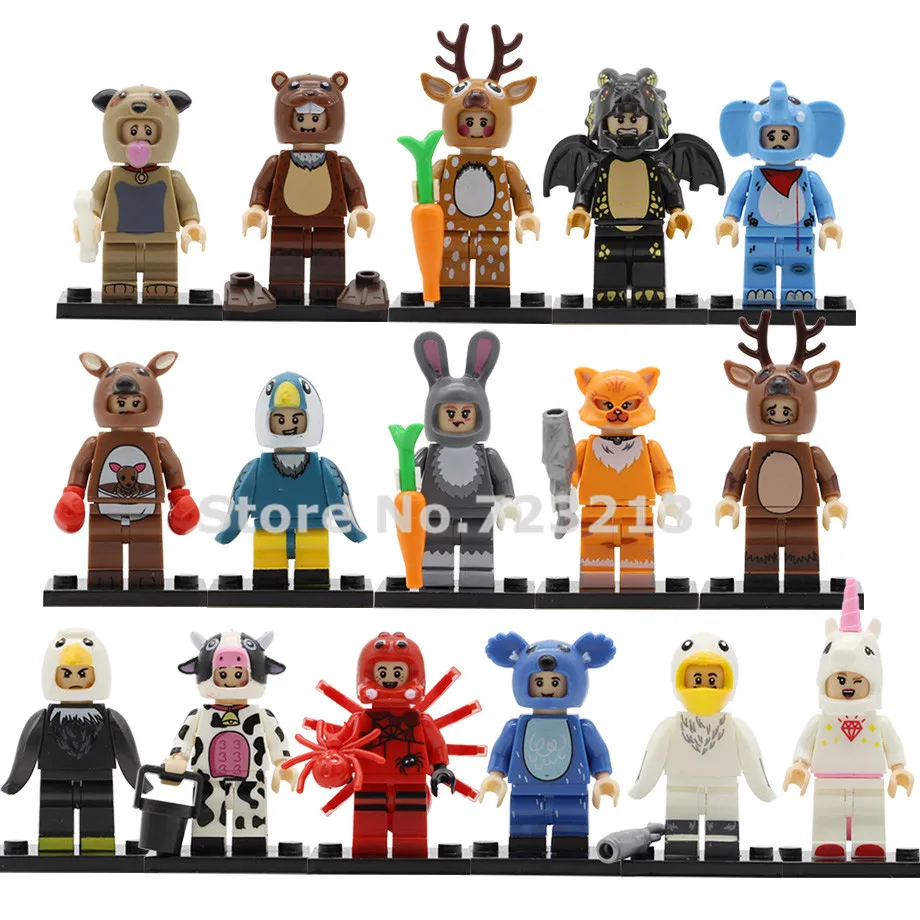 

Single Fun Series Animal Figure Unicorn Otter Sika Dragon Deer Kangaroo Koala Rabbit Cat Cow Building Blocks Brick Toys Legoing