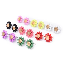 Дизайн, Летний цветок маргаритки, для девушек, модный бренд, Ювелирный Стиль, элегантные черные серьги для женщин