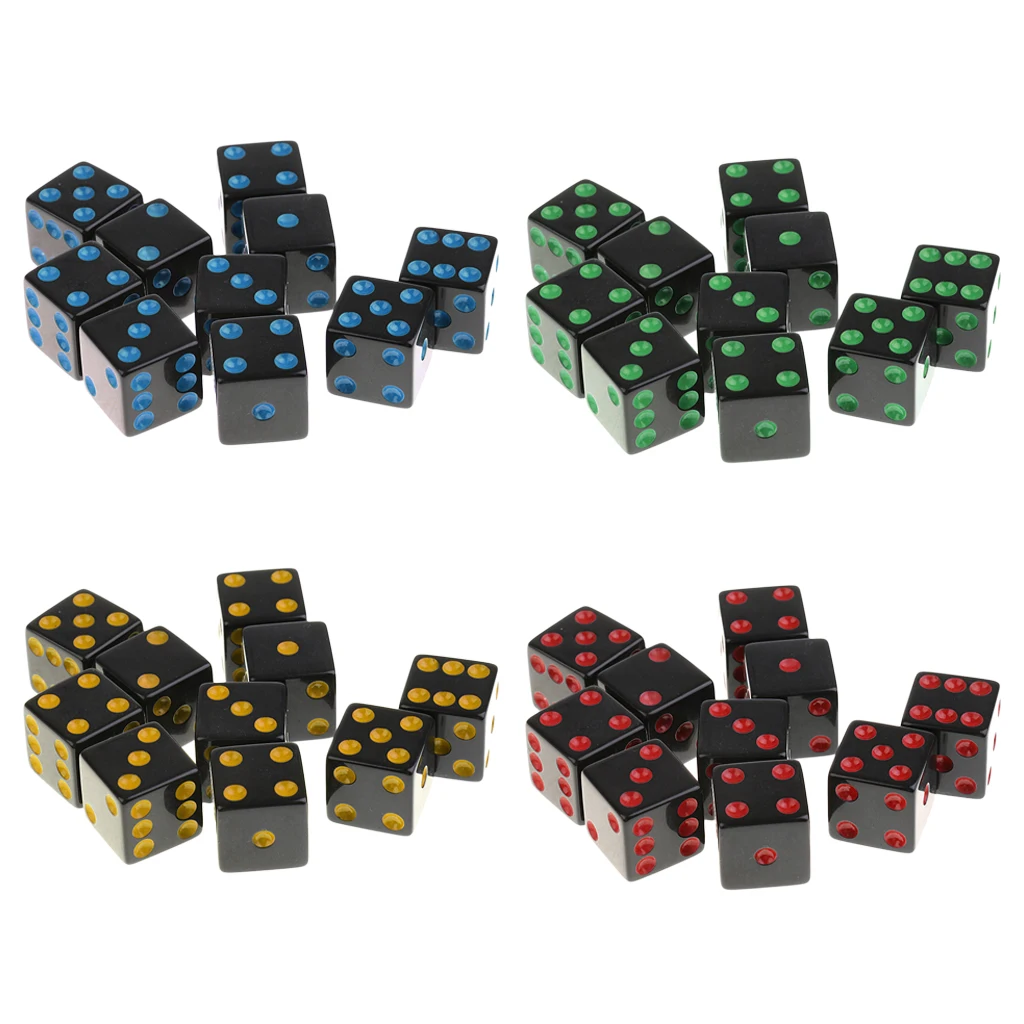 40Pcs Plastic Dice Round Corner Die 1.6cm Dotted for Traditional Boards Game
