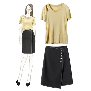 

the new Europe and the United States women's summer 204186 to import a word skirt yarn T-shirt two-piece fashion suits