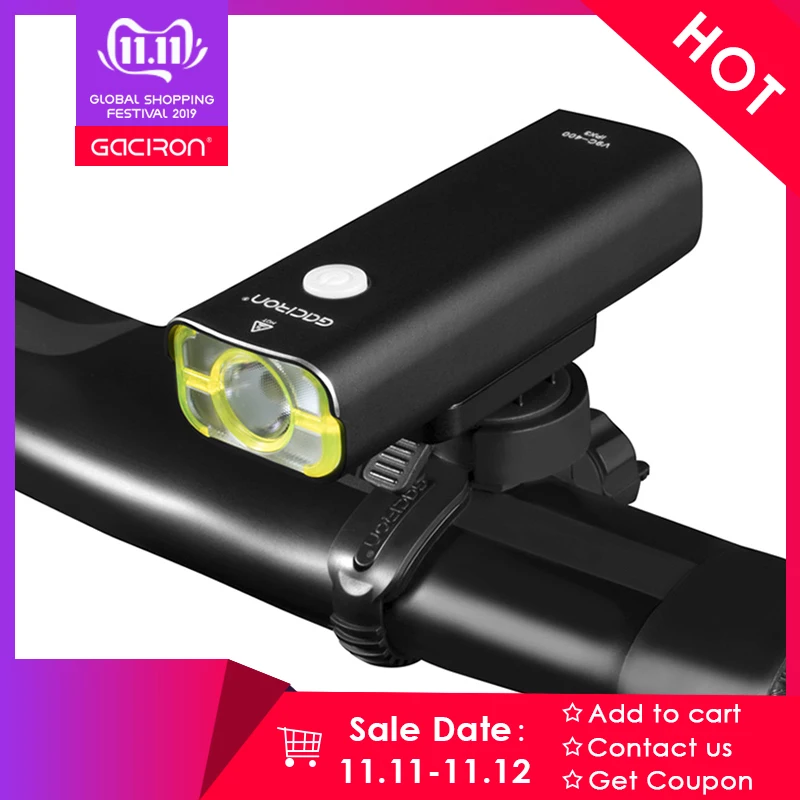 Discount Gaciron Rechargeable Bike Front Handlebar Cycling Led Light 18650 Battery Flashlight Torch Headlight Bicycle Accessories 0