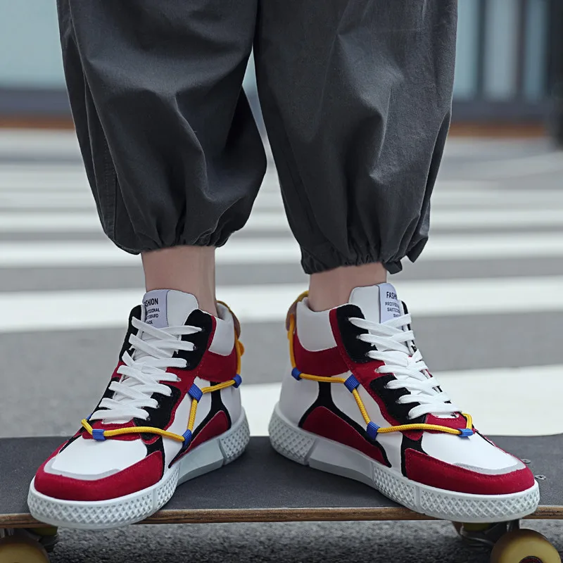 Мужские высокие кроссовки дышащая повседневная обувь модные Разноцветные кеды