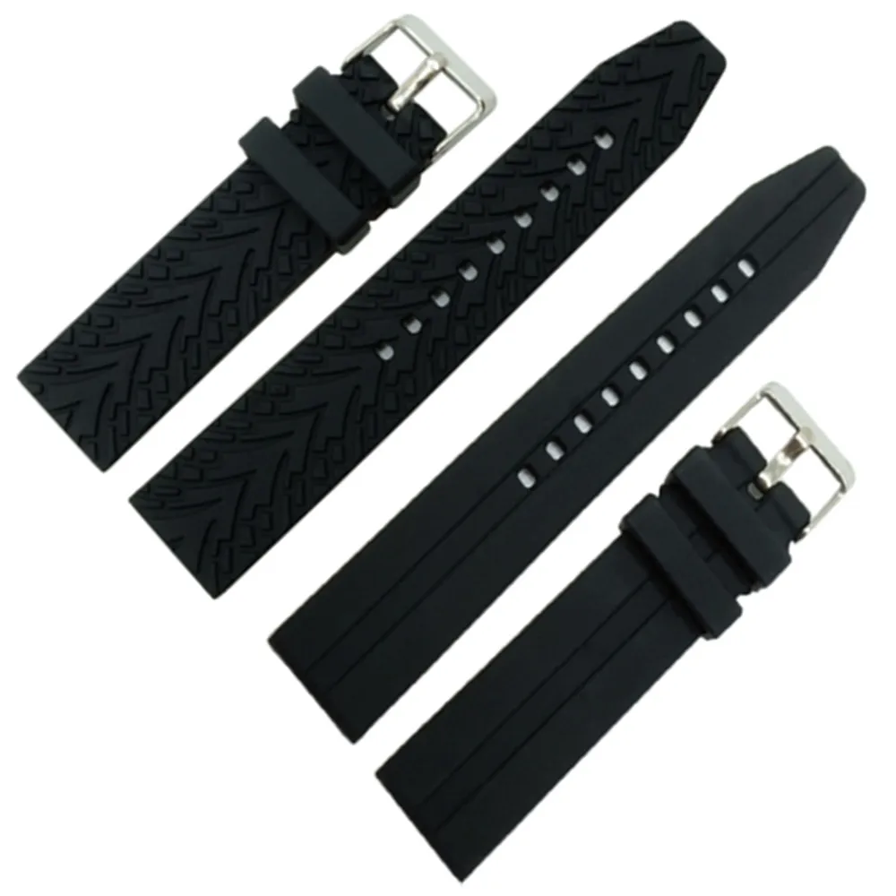 

DIY Two Side Can Use 22mm 24mm Silicone Rubber Watch Band Stainless Steel Buckle Universal Watchband Strap Belt Bracelt And Tool