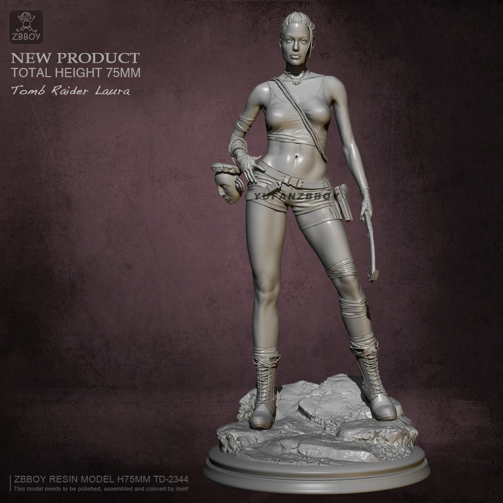 Tomb Raider Laura 75mm Scale Resin Figur Modell 