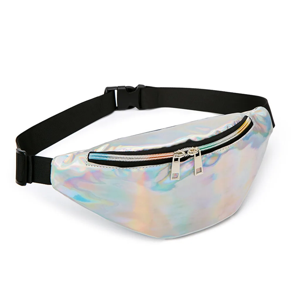 Women Waist Bag Fashion Sequin Travel Phone Chest Fanny Pack Running Zip Belt Money Pouch Holiday Bag for Teenager Girls