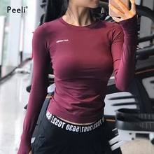 Peeli, футболки для йоги с длинным рукавом, спортивный топ для фитнеса, йоги, топ для тренажерного зала, спортивная одежда для женщин, женская спортивная футболка, футболка для бега Peeli, футболки для йоги с длинным рукавом, спортивный топ для фитнеса, йоги, топ для тренажерного зала, спортивная одежда для женщин, женская спортивная футболка, футболка для бега