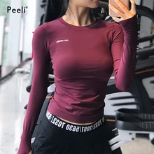 Peeli, camisetas de manga larga para Yoga, Top deportivo para Fitness, Yoga, Top, ropa deportiva para mujeres, gimnasio, Mujer, Jersey para correr, camiseta para Mujer