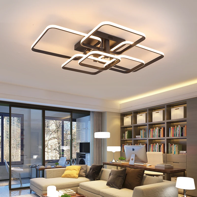 APP Remote Dimming Interior LED Ceiling Light For Living Room Bedroom Lustre Avize Wave Rings Modern lamp for homes | Освещение