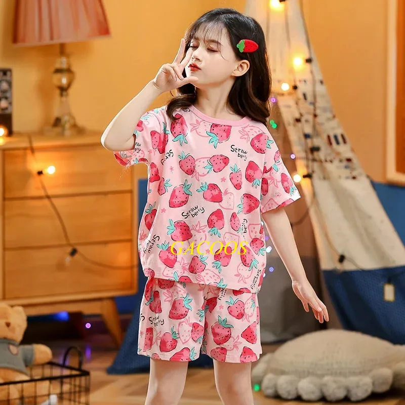 Kids Pajamas Set Kids Pajamas Pajama Sets Kids Clothing Set Teens Baby Girl Pajamas Summer Short Sleeved Cotton Pyjamas For Kids 4 6 8 10 12 14 Years