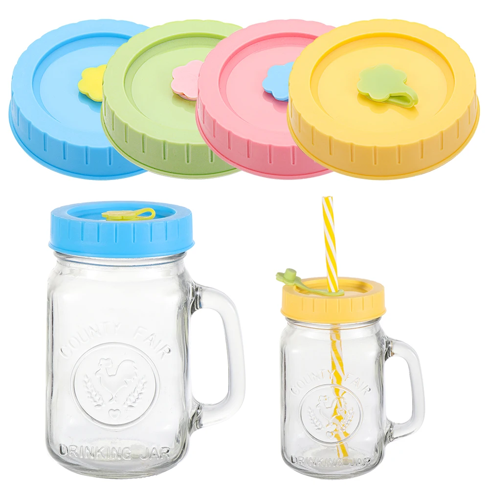 Cute Mason Jar Lid With Straw Hole 2
