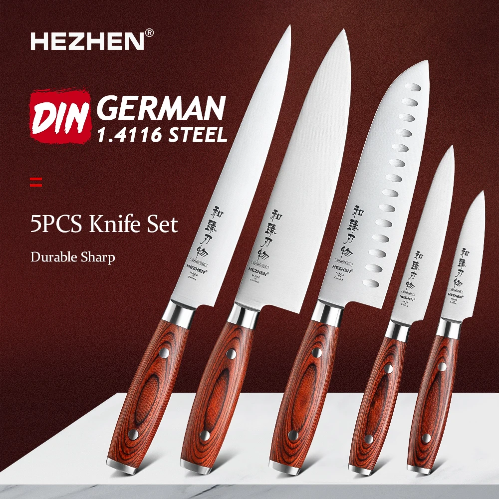 7PCS Knives Set with Gift Box German 1.4116 Steel Chef Kitchen Knife Sets  Utility Bread Santoku Paring Cleaver Slicer