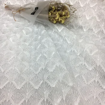 

Width122cm Solid White Lace Tulle Mesh 3 Styles Fabric for Wedding Party Skirt Dress Clothes Handmake Embellished Dress