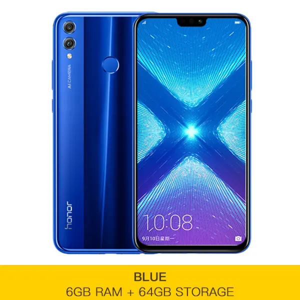 Honor 8X8 X, смартфон Kirin 710, 6 ГБ ОЗУ, 64 Гб ПЗУ, задняя камера 20 МП, 6,5 дюймов, экран, отпечаток пальца, ID, 3750 мАч, четыре ядра - Цвет: 6G 64G Blue