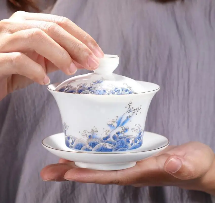 Китайский чайный сервиз Gaiwan бытовой чайник керамическая чаша улучшенный сервис