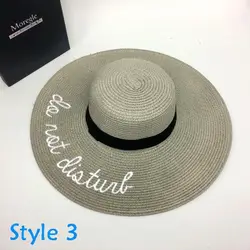 6 цветов письмо вышивка большой край Солнцезащитная Панама дамы пляж солнце соломенная шляпа шляпы для женская летняя шляпа соломенная