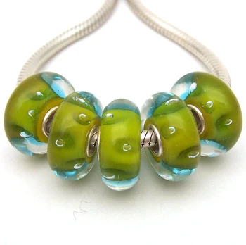 

JGWG2162 5X 100% Authenticity S925 Sterling Silver Beads Murano Glass beads Fit European Charms Bracelet diy jewelry Lampwork