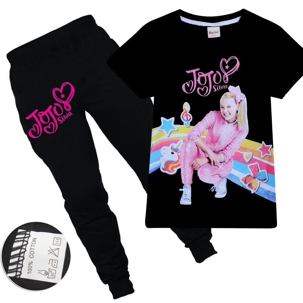 JOJO Siwa/Одежда для маленьких девочек; комплекты из футболки и штанов; футболки с короткими рукавами; одежда на Рождество; комплект из 2 предметов на День Благодарения