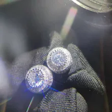 Серьги в стиле хип-хоп, Pave AAAAA cz, Настоящее серебро 925 пробы, серьги-гвоздики со льдом для женщин и мужчин, вечерние ювелирные изделия в стиле рок