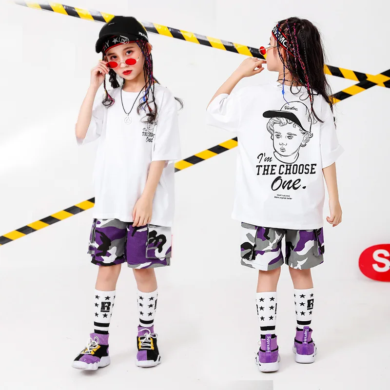 

Children Hip Hop Camouflage Set Girls Hip Hop Jazz Dance Costume Summer BOY'S Hip Hop Performance