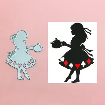 

Poker teapot girl Metal Cut Dies Stencils for Scrapbooking Stamp/photo album Decorative Embossing DIY Paper Cards