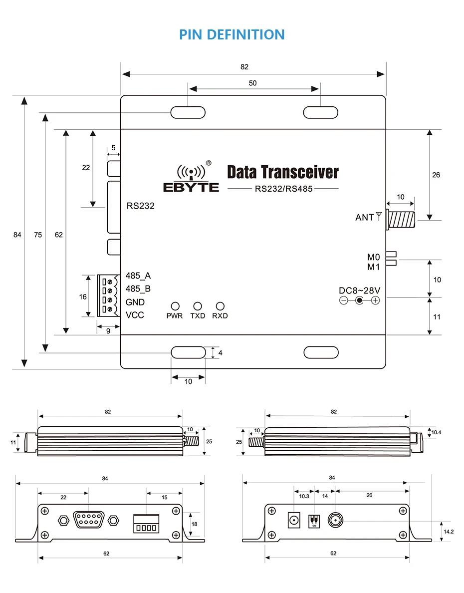 E34-DTU-2G4H27 полный дуплекс RS232 RS485 nRF24L01P 2,4 ГГц 500 МВт IoT uhf беспроводной приемопередатчик приемник радиочастотный модуль