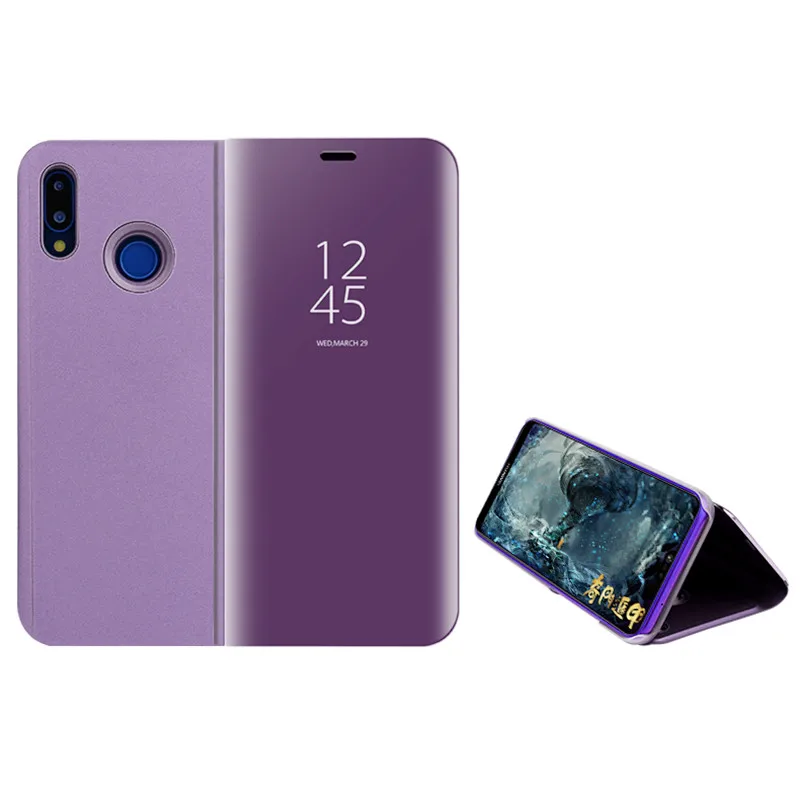 Зеркальный кожаный флип-чехол honor 7a 7c pro 7 s, смарт-чехол с подставкой для huawei honor 10 lite light 20 on honer 8s 8x 8a 8c coque - Цвет: purple