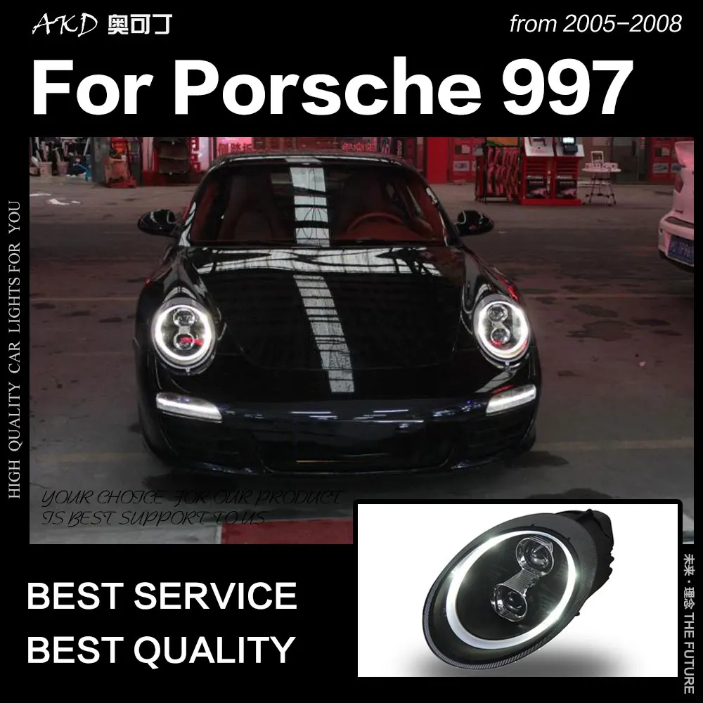 AKD автомобильный Стайлинг для Porsche 997 фары 2005-2008 911 светодиодный фары DRL дальнего ближнего света ксеноновые фары аксессуары