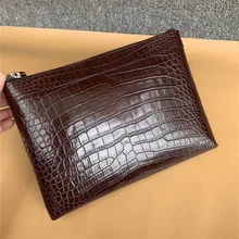 Подлинная крокодиловая кожа живота бизнесменов миниатюрный ноутбук клатч мешочек, держатели карт из натуральной кожи аллигатора Мужской кошелек-клатч