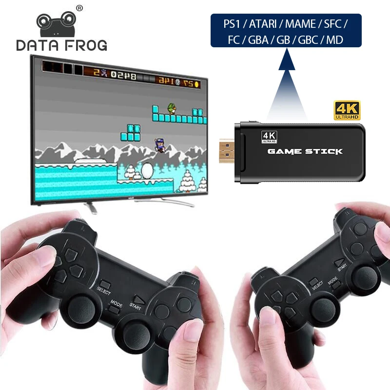 ТВ-игровая консоль DATA FROG 2 4G двойной беспроводной контроллер встроенные 10000 игр 4K