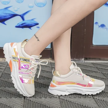 

Chunky Sneakers Women Bling Causal Shoes Women Black Platform 2020 Spring Fashion Thick Bottom Sneakers Shoes