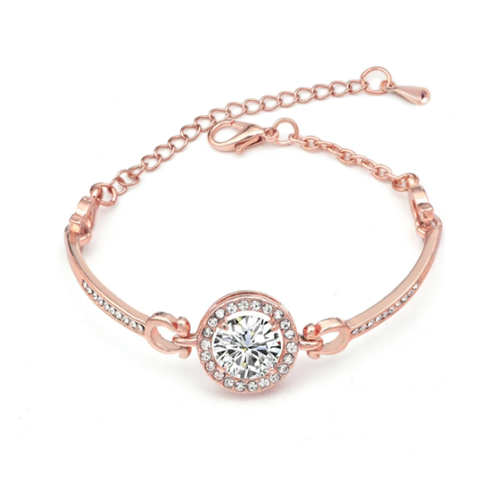 Элегантные женские браслеты стразы из розового золота серебряные блестящие