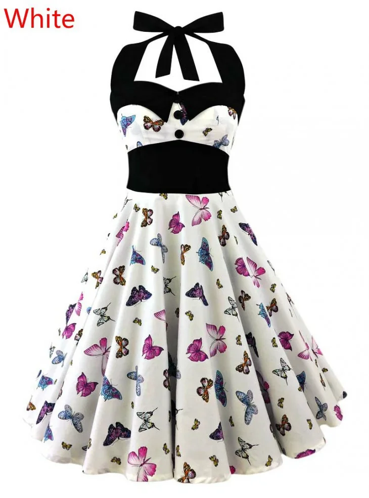 Женское винтажное платье с цветочным принтом без рукавов|Платья| |